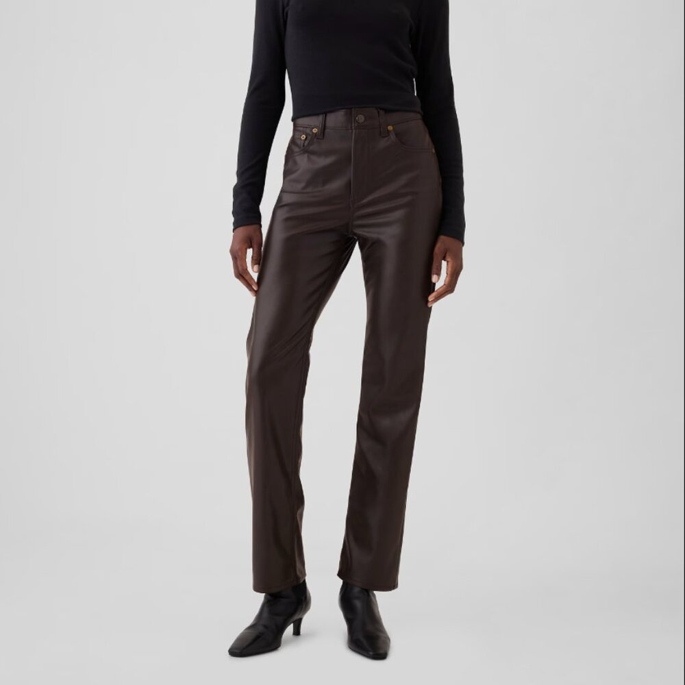 NWT Gap high rise vegan leather straight pants